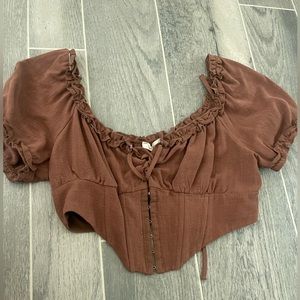 LA Hearts brown corset cropped top